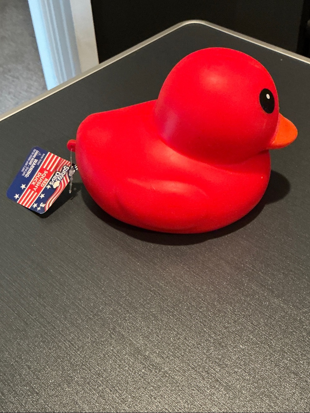 Squishy Red Rubber Duck with Orange Beak
